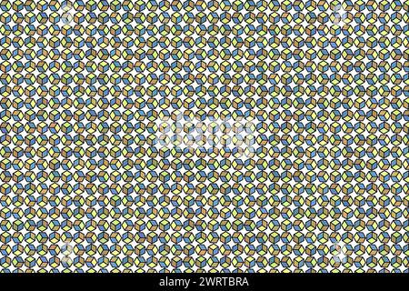 Modello di cubi piccoli con lati di colori diversi, disposti in righe e colonne, rivolti l'uno contro l'altro, su sfondo bianco. Foto Stock