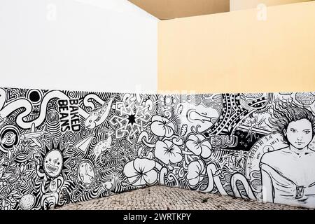 Murale dipinto, murale, graffiti, Lagos, Algarve, Portogallo Foto Stock