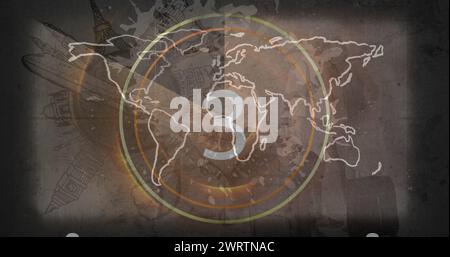 conto alla rovescia da 15 a 0 su sfondo grigio 4k Foto Stock