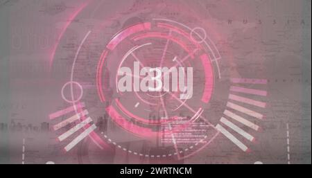 conto alla rovescia da 15 a 0 su sfondo grigio 4k Foto Stock