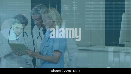 Immagine dell'elaborazione dei dati su diversi medici Foto Stock