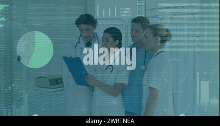 Immagine dell'elaborazione dei dati su diversi medici Foto Stock