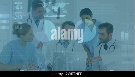 Immagine dell'elaborazione dei dati su diversi medici Foto Stock