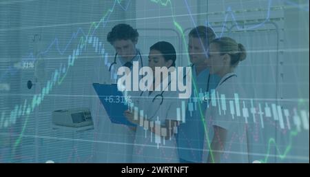 Immagine dell'elaborazione dei dati su diversi medici Foto Stock