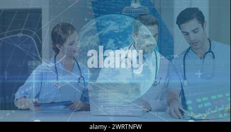 Immagine dell'elaborazione dei dati su diversi medici Foto Stock