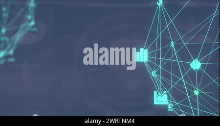 Immagine di un globo di icone digitali su un'interfaccia digitale con elaborazione dei dati medici Foto Stock