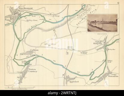 FIUME TAMIGI Abingdon Sutton Courtney Wittenham, Clifton Hampden. TUNT 1879 mappa Foto Stock