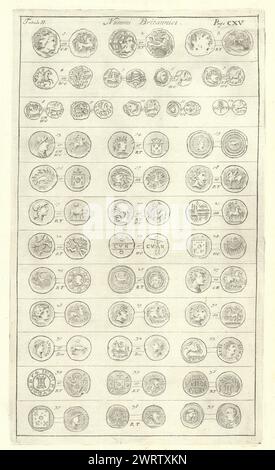 British monete. "NUMMI BRITANNICI' (II) da camden il Britannia 1722 antica stampa Foto Stock