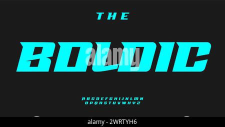 Alfabeto dinamico da corsa, lettere in grassetto corsivo, font di grande impatto per loghi potenti, titoli audaci, tipografia espressiva, design grafico moderno Illustrazione Vettoriale