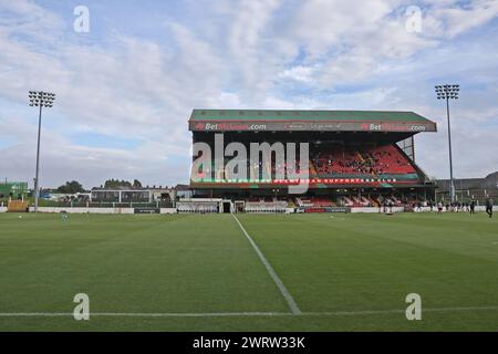 BetMcLean Oval, Belfast, Irlanda del Nord, Regno Unito. 11 agosto 2023. Sports Direct Premiership – Glentoran vs Larne. The Oval, sede del Glentoran Football Club. Foto Stock