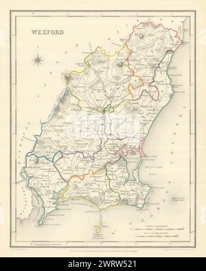 Mappa antica DELLA CONTEA DI WEXFORD per LEWIS di CREIGHTON & DOWER. Irlanda 1850 Foto Stock