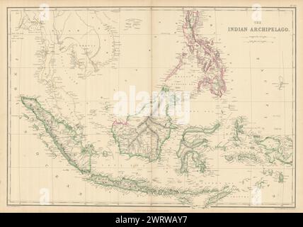 L'arcipelago indiano. Indie Orientali Indonesia Filippine. WELLER 1860 vecchia mappa Foto Stock