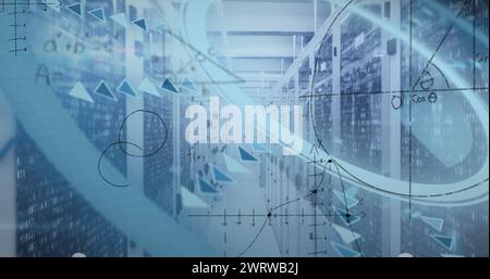 Immagine dell'elaborazione dei dati nella sala server Foto Stock