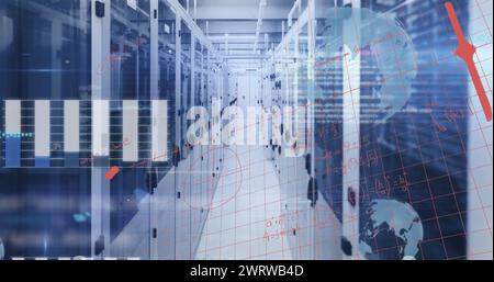 Immagine dell'elaborazione dei dati nella sala server Foto Stock