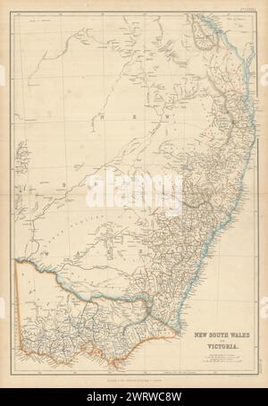 Queen's Land, New South Wales e Victoria. Queensland. Mappa DI BARTHOLOMEW 1860 Foto Stock