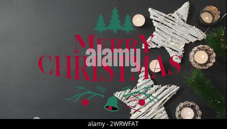 Immagine di buon testo di natale sulle decorazioni di natale Foto Stock