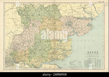 ESSEX antica mappa della contea di GW BACON 1898 vecchia mappa vintage Foto Stock