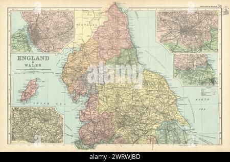 INGHILTERRA SETTENTRIONALE Liverpool Leeds Manchester Newcastle dintorni. Mappa del BACON 1898 Foto Stock