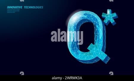Simbolo della lettera Q del progetto di intelligenza artificiale generale. Icona di stile minimalista. Tecnologia a testa di donna con concetto di apprendimento automatico ai vettore cerebrale Illustrazione Vettoriale