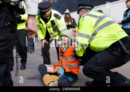 30 novembre 2023. Basta fermare i manifestanti di Oil arrestati a Whitehall. Foto Stock