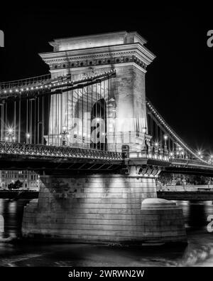 Splendida vista sul Ponte delle catene di Budapest Foto Stock