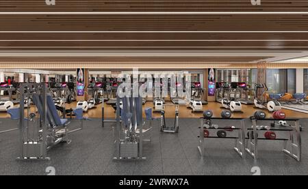 3D render di Palestra Centro fitness Foto Stock