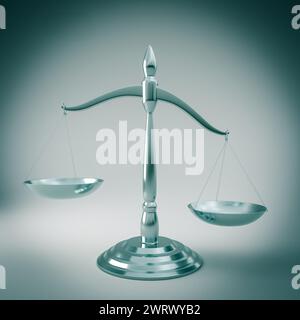 immagine con rendering 3d di scale bilanciate, che simboleggia la giustizia o la legge Foto Stock