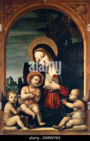 Bernardo Zenale – Madonna col bambino con due angeli Foto Stock