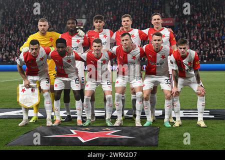 Praga, Repubblica Ceca. 14 marzo 2024. Slavia Praha prima della partita di ritorno Slavia Praha vs Milan della semifinale Europa League del 14 marzo 2024, Praga, Repubblica Ceca. Crediti: Michal Kamaryt/CTK Photo/Alamy Live News Foto Stock