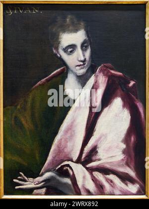 Domenikos Theotocopoulos, El Greco e Workshop (Candia, Creta, 1541 - Toledo, 1614), San Giovanni Evangelista, c. 1608-1614, Museo delle Belle Arti, Mu Foto Stock