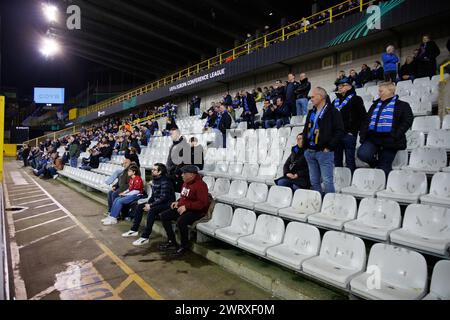 Brugge, Belgio. 14 marzo 2024. I tifosi del club fotografati negli stand durante una partita di calcio tra la squadra belga Club Brugge e la squadra norvegese Molde FK, giovedì 14 marzo 2024 a Brugge, la tappa di ritorno delle finali 1/8 della UEFA Conference League. BELGA FOTO KURT DESPLENTER credito: Belga News Agency/Alamy Live News Foto Stock