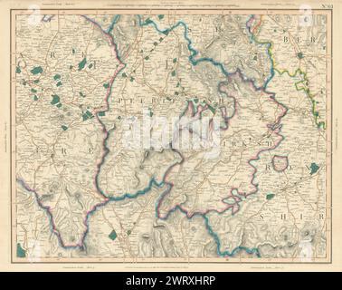 CONFINI SCOZZESI. Peebles-shire e Selkirkshire, East Lanarkshire. Mappa CARY 1832 Foto Stock