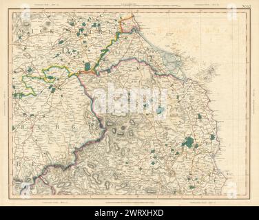 SCOTTISH BORDERS, CHEVIOT HILLS, NORTHUMBERLAND COAST BERWICKSHIRE CARY 1832 MAPPA Foto Stock