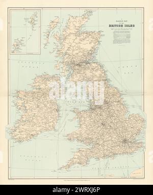 Mappa ferroviaria delle isole britanniche. Inghilterra Irlanda Scozia Galles. STANFORD 1896 Foto Stock