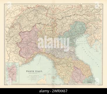 Nord Italia. w/o Trieste Tirolo. Piemonte Lombardia Veneto &c. STANFORD 1896 mappa Foto Stock