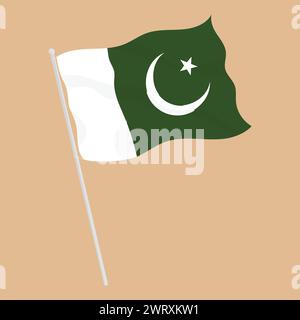 Illustrazione vettoriale della bandiera del paese del Pakistan illustrazione dell'icona di oscillazione della bandiera del Pakistan Illustrazione Vettoriale