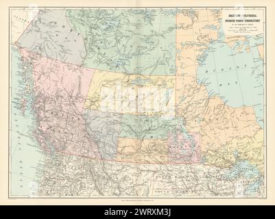 British Columbia & Territori del Nord-ovest. Manitoba Canada. STANFORD 1896 mappa vecchia Foto Stock