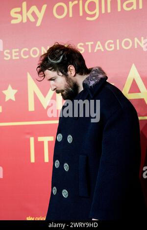 ROMA, ITALIA - 14 MARZO: Fabio e Damiano D'Innocenzo partecipano alla prima della seconda stagione di cielo di 'Call My Agent' allo Space moderno Cinema o Foto Stock