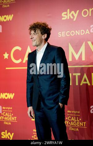 ROMA, ITALIA - 14 MARZO: Maurizio Lastrico partecipa alla prima della seconda stagione di cielo di "Call My Agent" al Cinema Space moderno il 14 marzo, Foto Stock