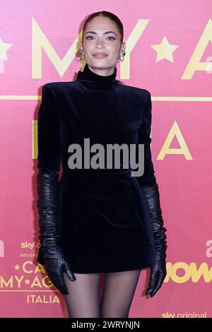 Roma, Italia. 14 marzo 2024. Elodie partecipa al Black carpet del programma televisivo di Sky "Call My Agent Italia 2" allo Space Cinema moderno. Credito: SOPA Images Limited/Alamy Live News Foto Stock