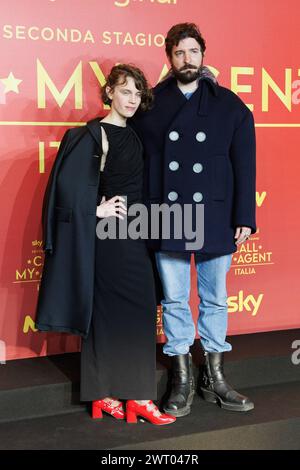 Carlotta gamba e Fabio D'Innocenzo durante la Photocall della serie tv CALL MY AGENT 2, 14 marzo 2024 al Cinema The Space di Roma Foto Stock