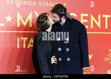 Carlotta gamba e Fabio D'Innocenzo durante la Photocall della serie tv CALL MY AGENT 2, 14 marzo 2024 al Cinema The Space di Roma Foto Stock