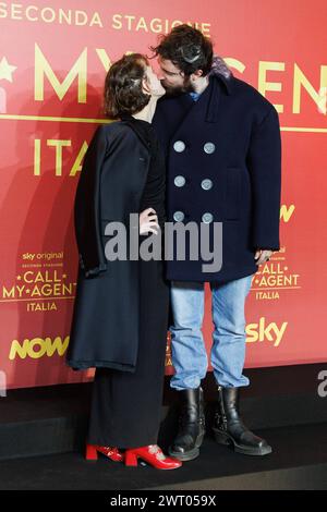 News - Photocall Call My Agent 2 Carlotta gamba e Fabio DInnocenzo durante la Photocall della serie tv CALL MY AGENT 2, 14 marzo 2024 al Cinema The Space, Roma, Italia Copyright: XcxEmanuelaxVertolli/SportReporterx/xLiveMediax LPN 1277724 Foto Stock