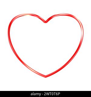 Sottile cornice a cuore dorato. Golden Realistic Heart Border. Il lusso, simbolo dell'amore. Illustrazione Vettoriale