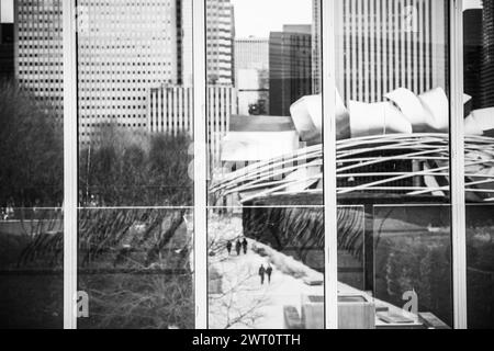 Millenium Park, visto dall'Art Institute di Chicago, febbraio Foto Stock