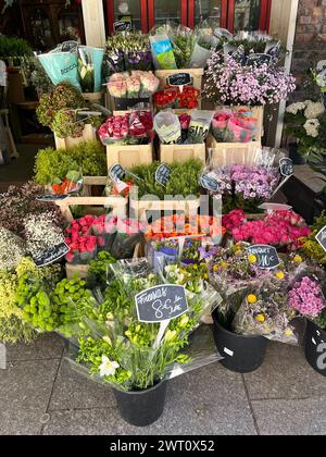 Mercato dei fiori in Rue Cler a Parigi Foto Stock