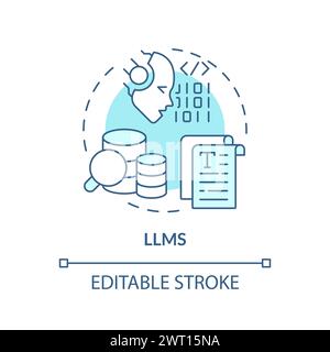 Icona Concept blu morbido dell'intelligenza artificiale LLM Illustrazione Vettoriale