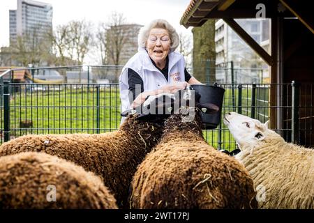 UTRECHT - la Principessa Beatrix fa volontariato in una fattoria urbana durante la ventesima edizione di NLdoet, la più grande campagna di volontariato nei Paesi Bassi. ANP ROB ENGELAAR netherlands Out - belgio Out Foto Stock