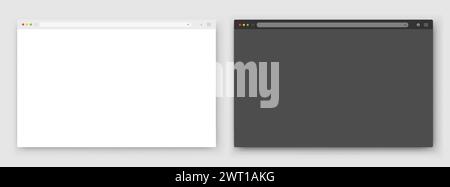 Una serie di finestre del browser su sfondo grigio. Layout del sito Web con barra di ricerca, barra degli strumenti e pulsanti. Illustrazione Vettoriale
