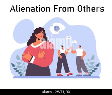 Disturbo da stress post traumatico. Personaggio femminile che soffre di disturbi mentali, che si occupa di disperazione, paura e dolore. Ansia e depressione. Illustrazione vettoriale piatta Illustrazione Vettoriale